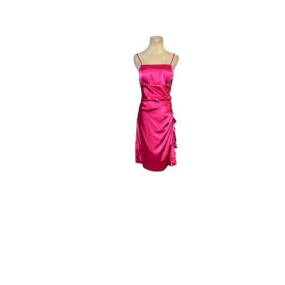 Cindy fuchsia satin party dress size large - Picture 6 of 13